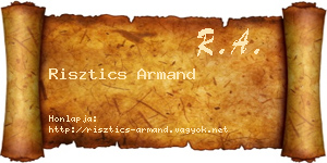 Risztics Armand névjegykártya